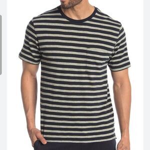 Vince Heather/Navy Striped Crewneck T-shirt